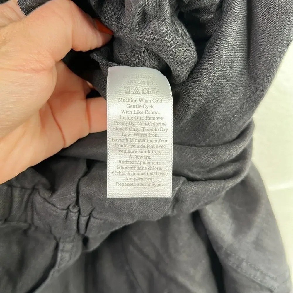 EVERLANE Apron Black Linen Shoestring Jumpsuit Size XXS
